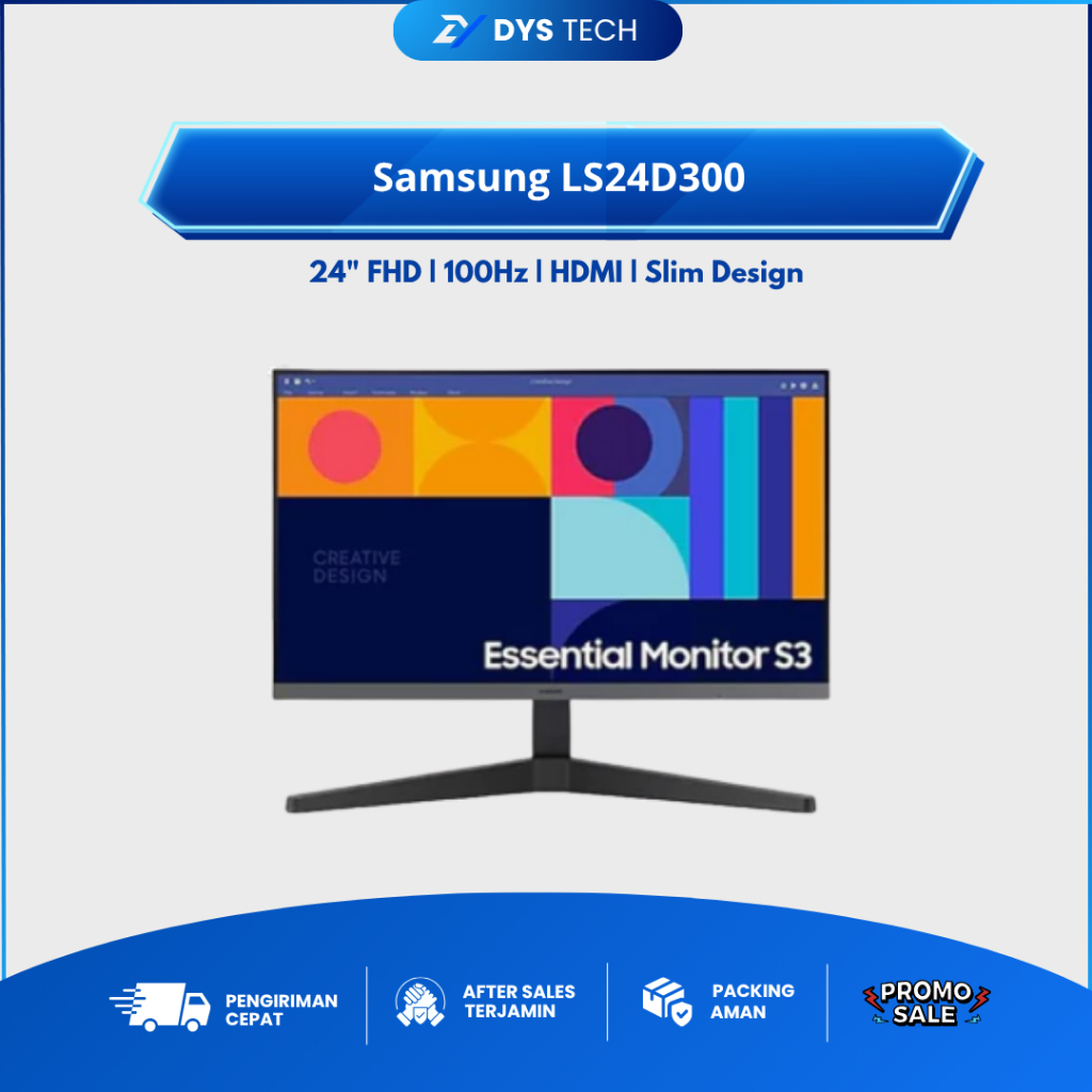 Monitor LED 24 Inch Full HD 100Hz HDMI VGA Desain Tipis Office Gaming