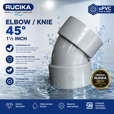 45° ELBOW PVC RUCIKA / Elbow 11/2 Inch Rucika