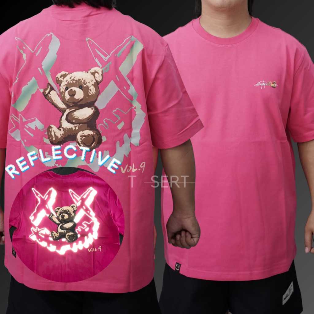 RIC Ricky Is Clown Reflective Bear Pink Tee / Baju Kaos Ricky Is Clown Authentic