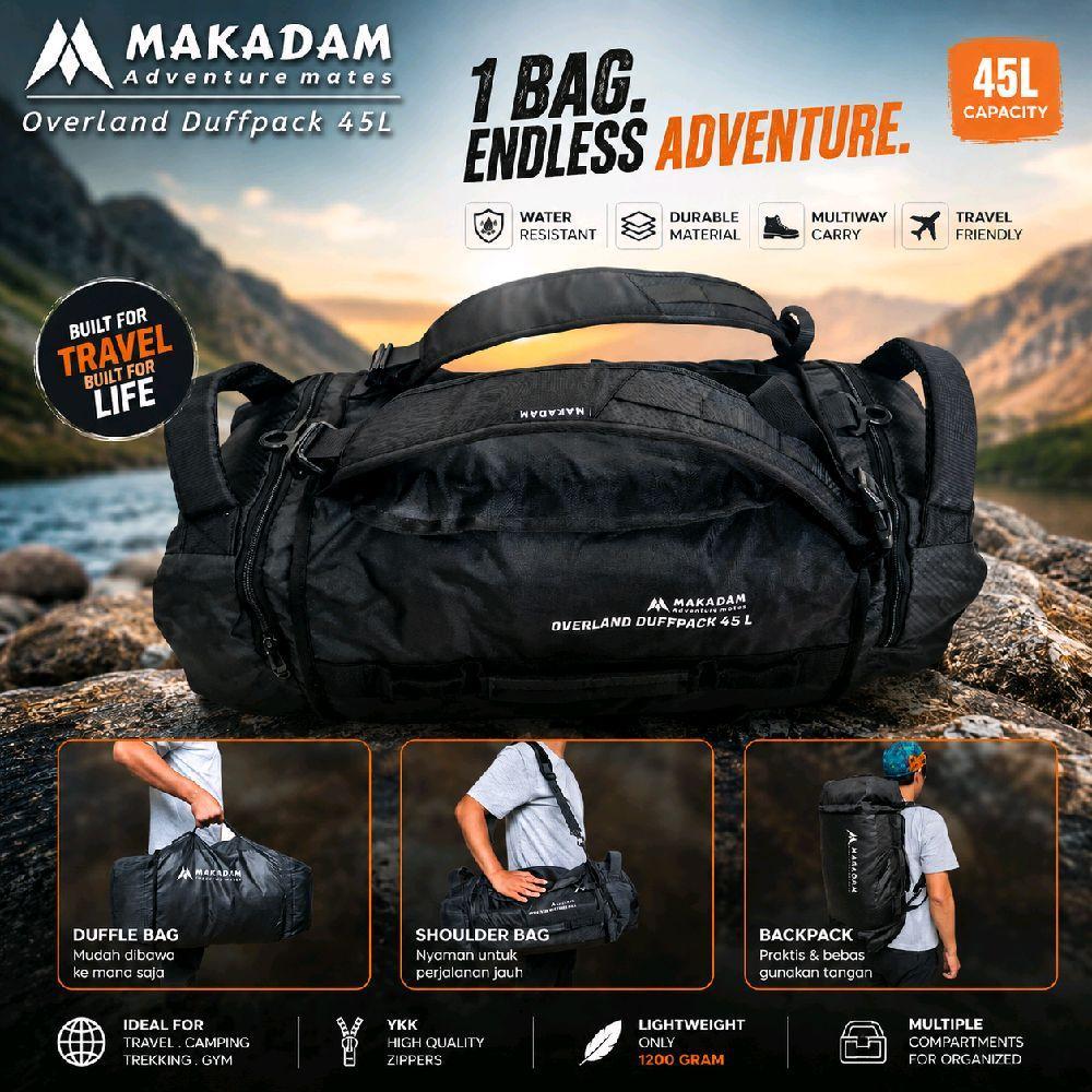 makadam duffle duffel bag backpack overland duffpack traveller 45 liter