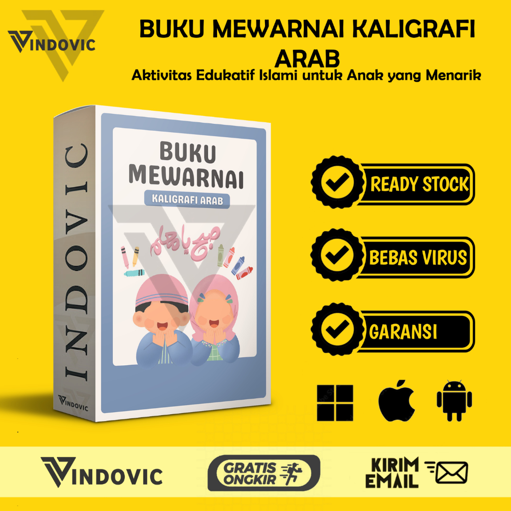 [T0951] Buku Mewarnai Kaligrafi | Latihan Kreativitas Anak