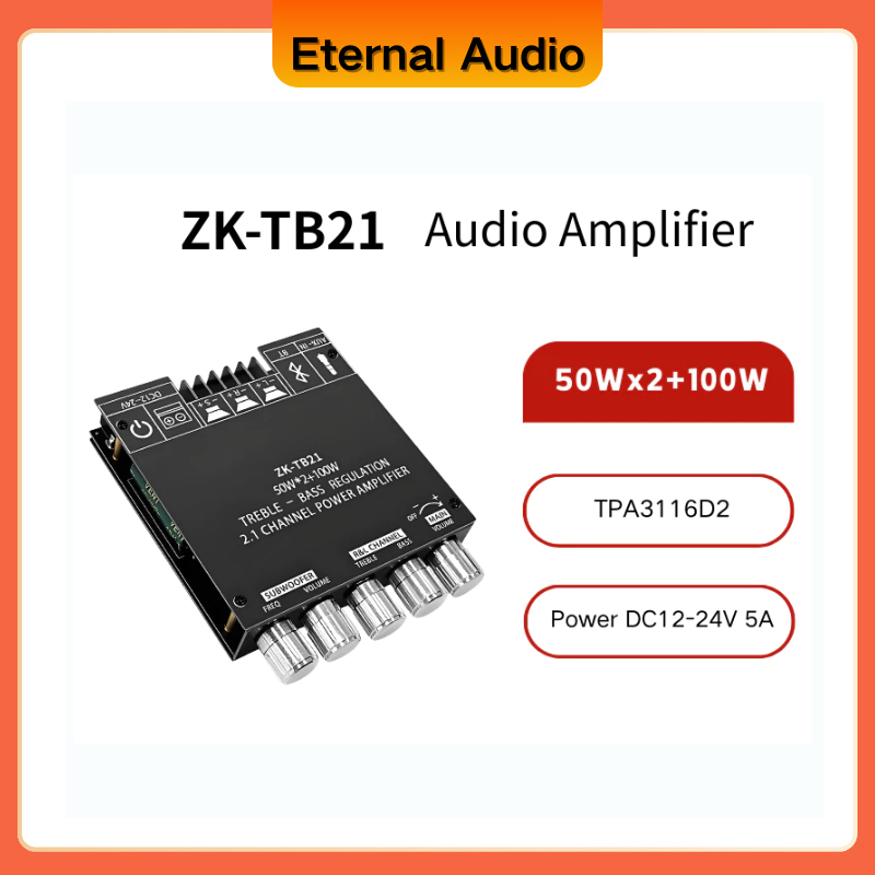 ZK-TB21/ZK-MT21/ZK-HT21 Bluetooth 5.0 Amplifier 2.1 Channel 200W