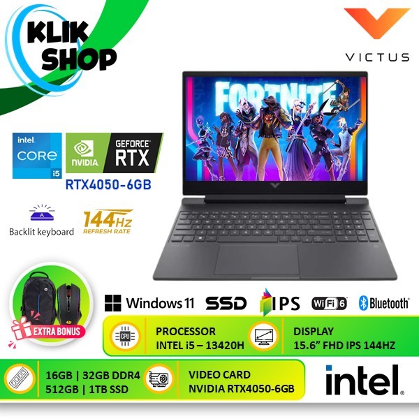 Laptop Gaming HP Victus 15 RTX 4050 i5 13420H 32GB 1TB SSD FHD IPS 144Hz