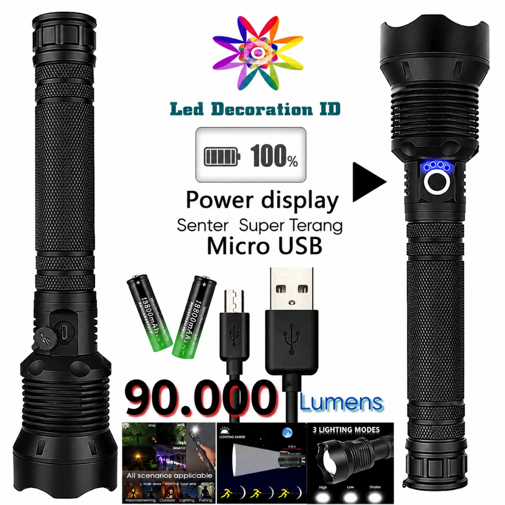 SENTER SWAT LED TERBAIK / SENTER CAS USB SUPER TERANG