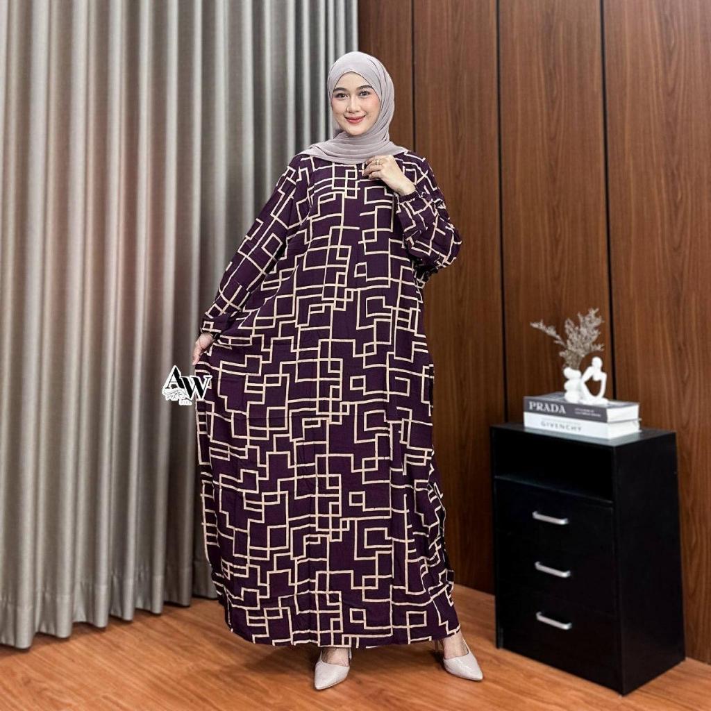 Kaftan Motif Noura Rayon Jumbo Tebal Premium Busui Batik Laris Joyo