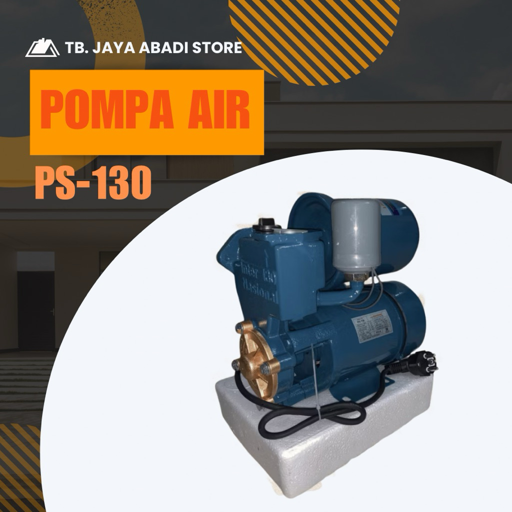 POMPA AIR OTOMATIS InterNasional PS130 – 125 Watt, Hisap 9m Dorong 33m + Tabung Besi T1155