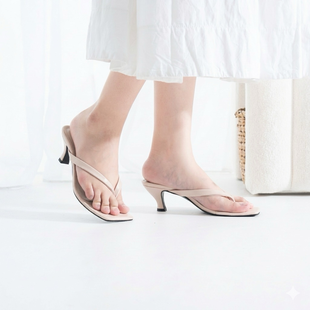 GIOLLA Official Oscar Sendal Heels Jepit Wanita 5 Cm Simple Elegan (Tersedia Size 36-41)
