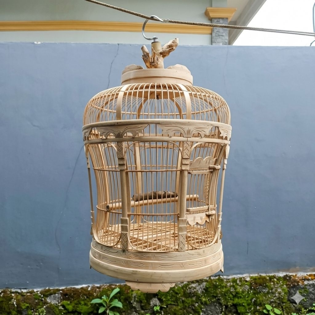 Sangkar Burung Bambu Unik Model Kubah Klasik / Kandang Burung Perkutut Estetik Dekorasi Pajangan Rum