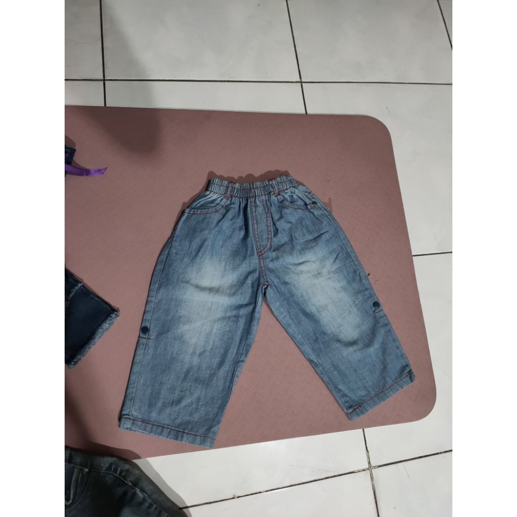 celana anak anak jeans denim lembut celana jeans denim 7/8 bisa dilipat second ya sesuai foto ya