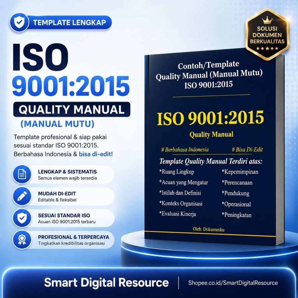 Contoh/Template Quality Manual (Manual Mutu) ISO 9001:2015