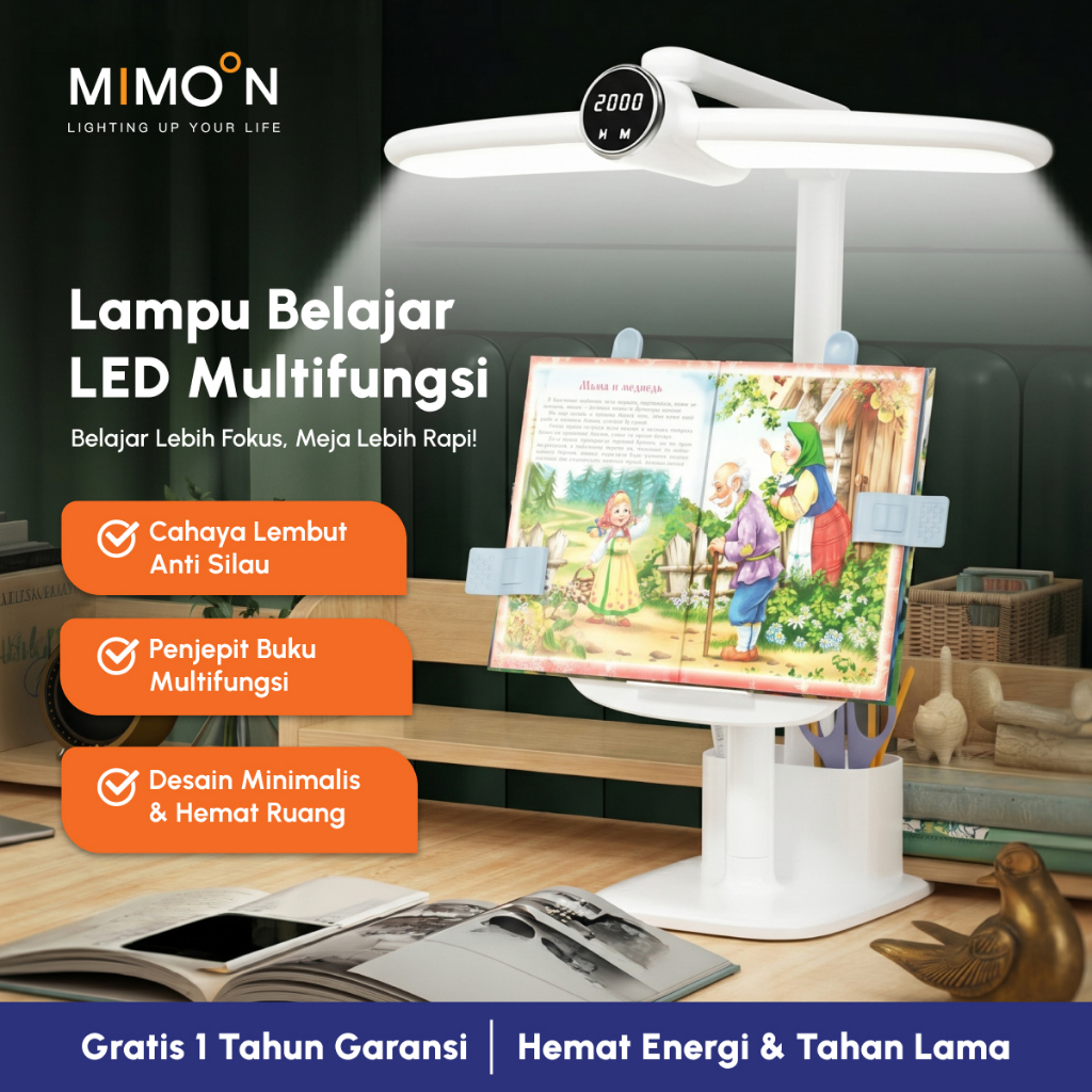MIMOON Lampu Belajar Lampu Belajar Portable Charger Led Lampu Meja Belajar Lampu Baca Buku Lampu Tid