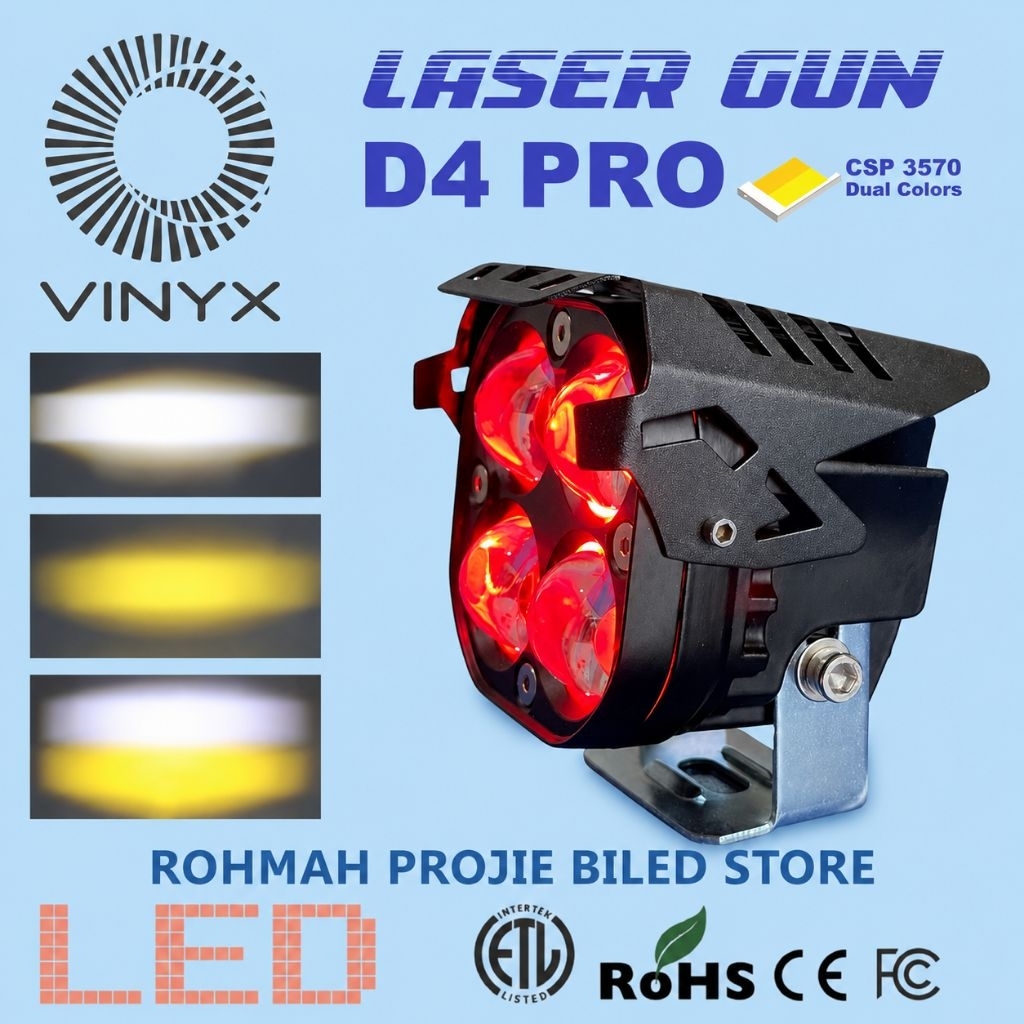 LAMPU TEMBAK SOROT LASER GUN LED VINYX D4 PRO DEVIL EYE MOTOR MOBIL