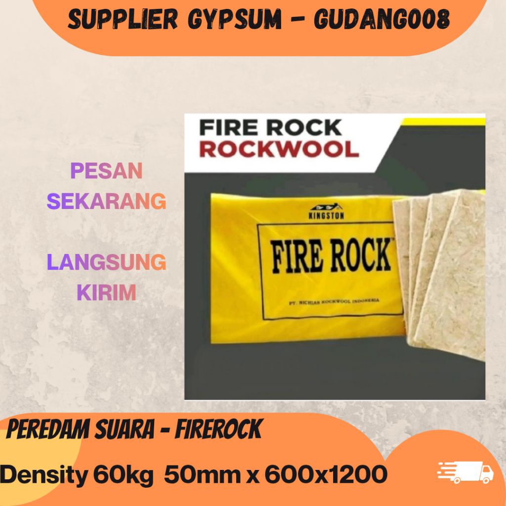 Rockwool firerock 60kg 50mm x 600mm x 1200mm / peredam suara / firerock 6050