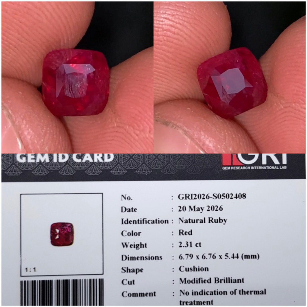 Red ruby no heated 2.31carat