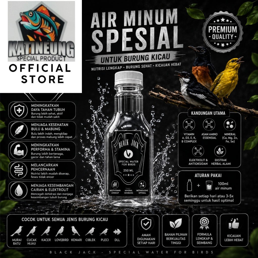 AIR SAKTI BURUNG Black Jack Larutan Air Minum Khusus Burung Kicau Penggacor Vitamin Obat Doping Mura