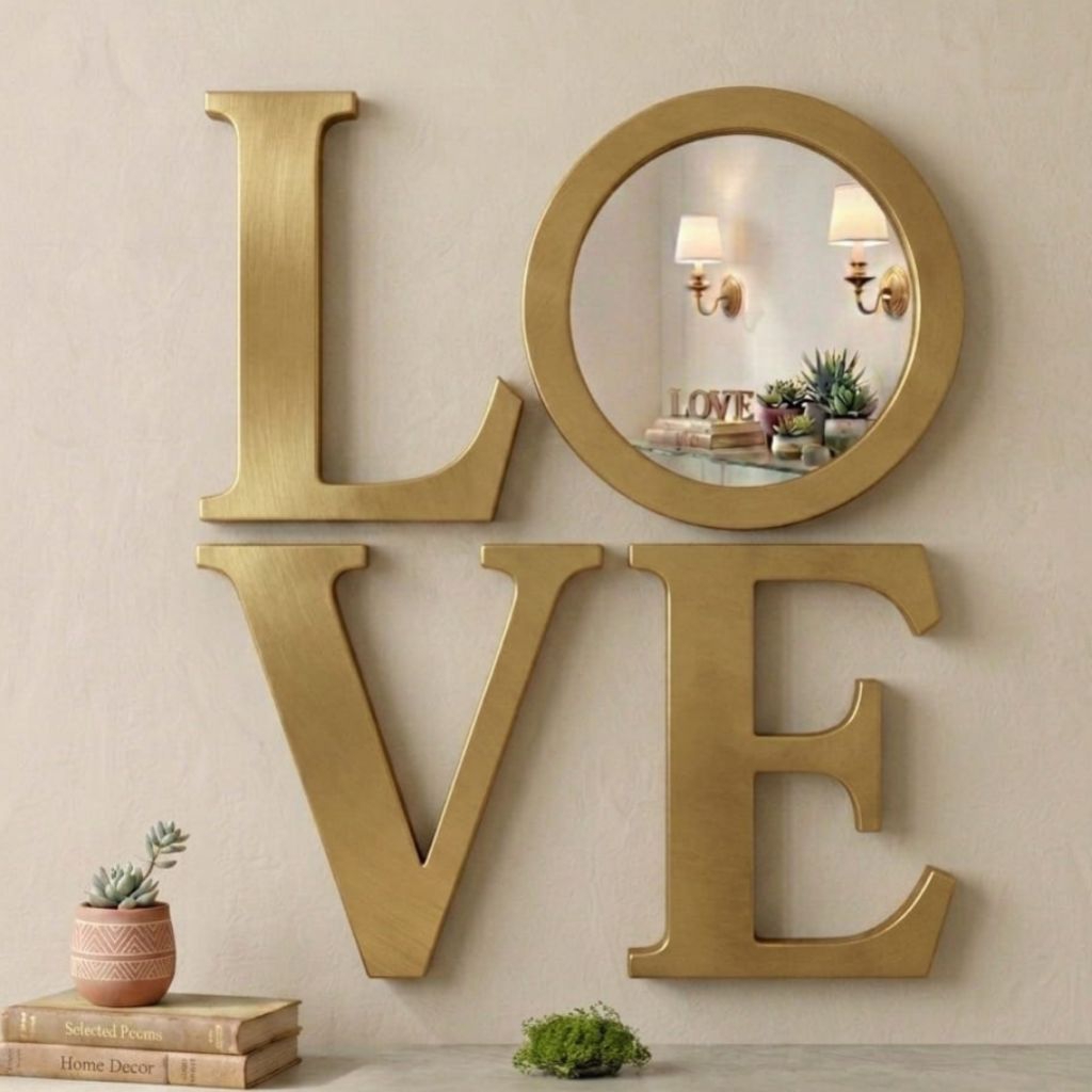 Hiasan Dinding LOVE Cermin Estetik – Dekorasi Rumah Minimalis
