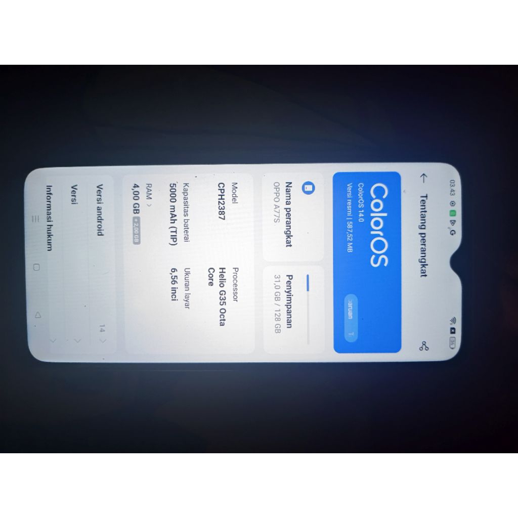 OPPO A57, RAM 4+4/128 GB