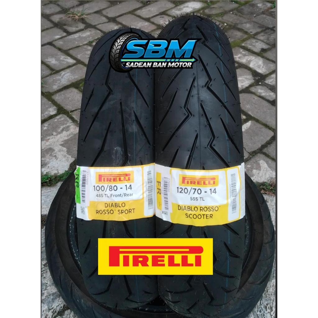 paket ban pirelli diablo rosso scooter uk 100/80-14 dan 120/70-14 / ban motor PCX 150