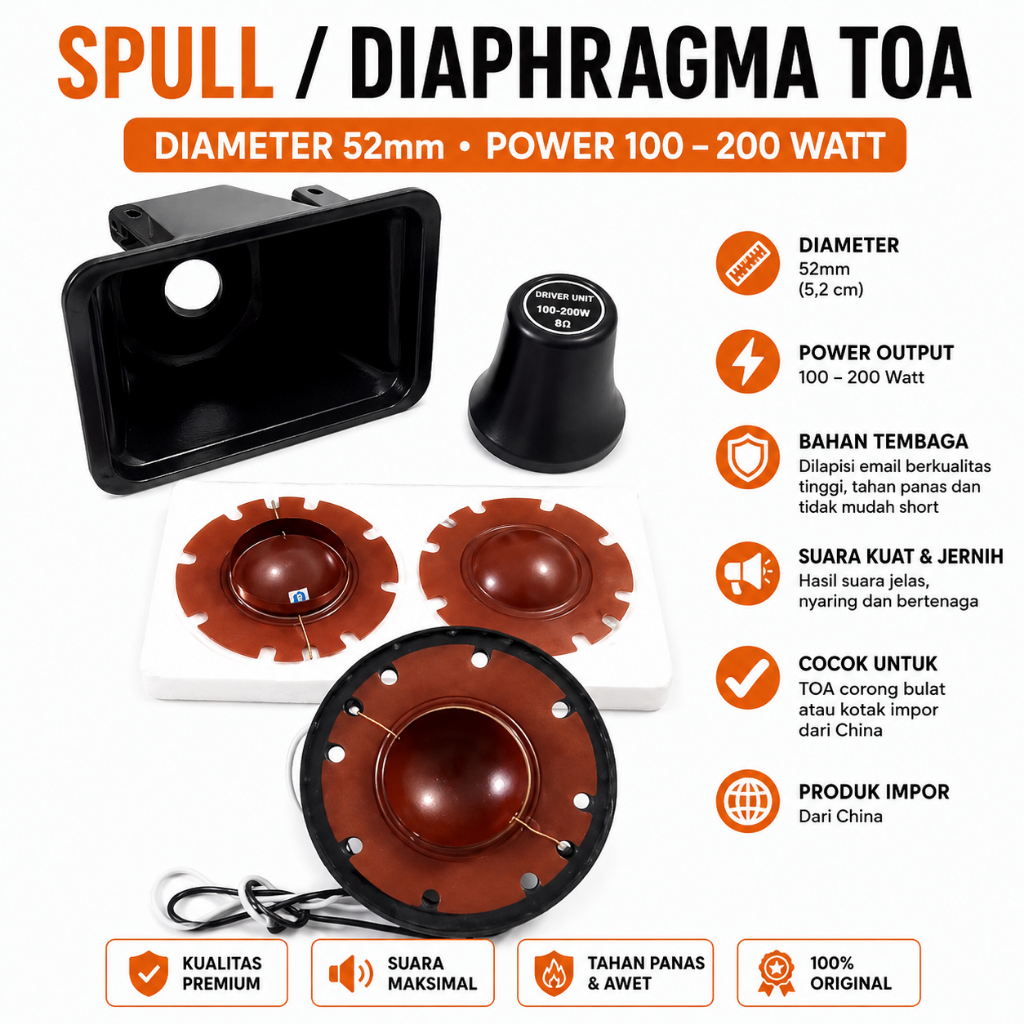 Spul toa 100 watt dan 200 watt ukuran 52mm
