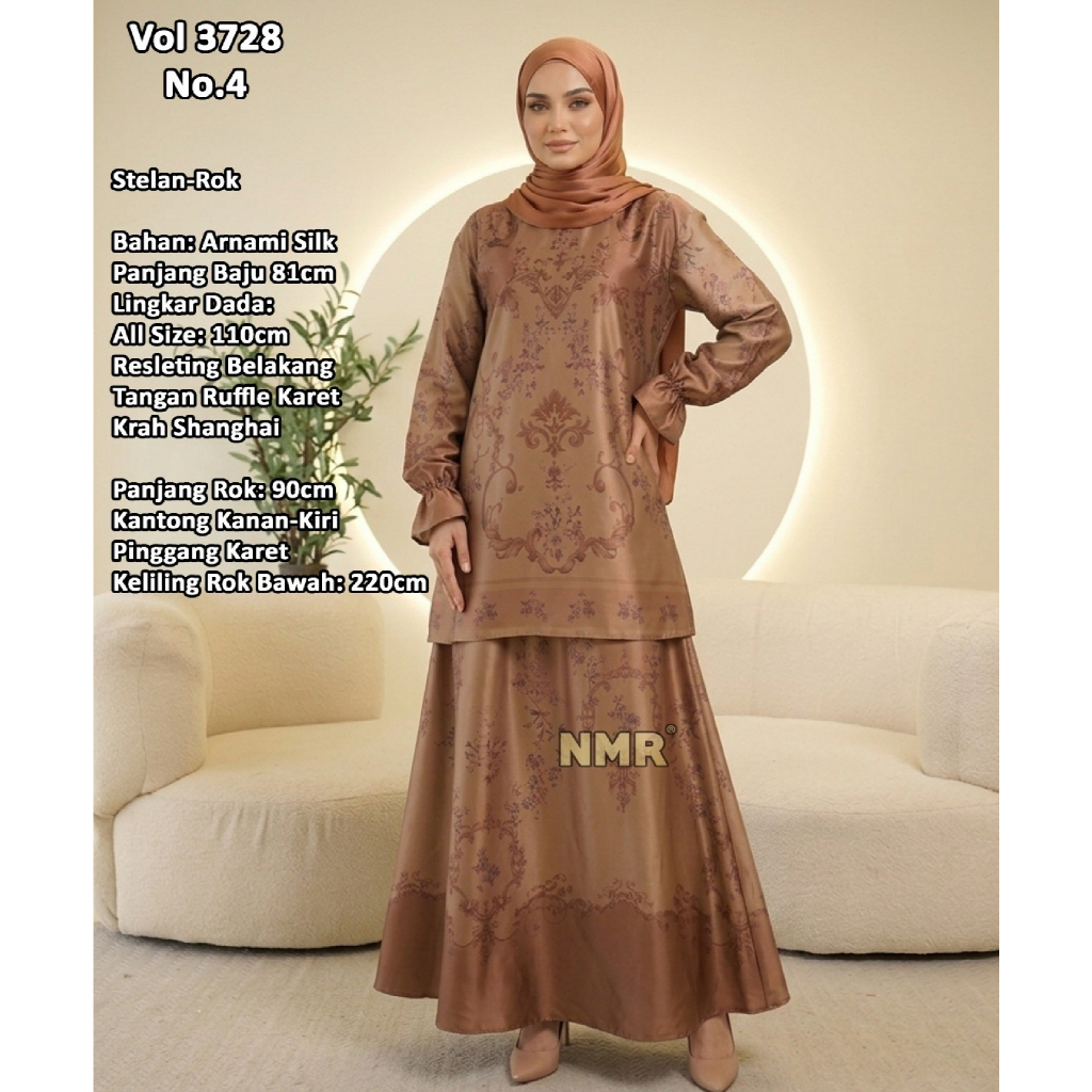 NMR by Namira setrok  stelan tunik rok katun silky premium motif printing standar hingga jumbo