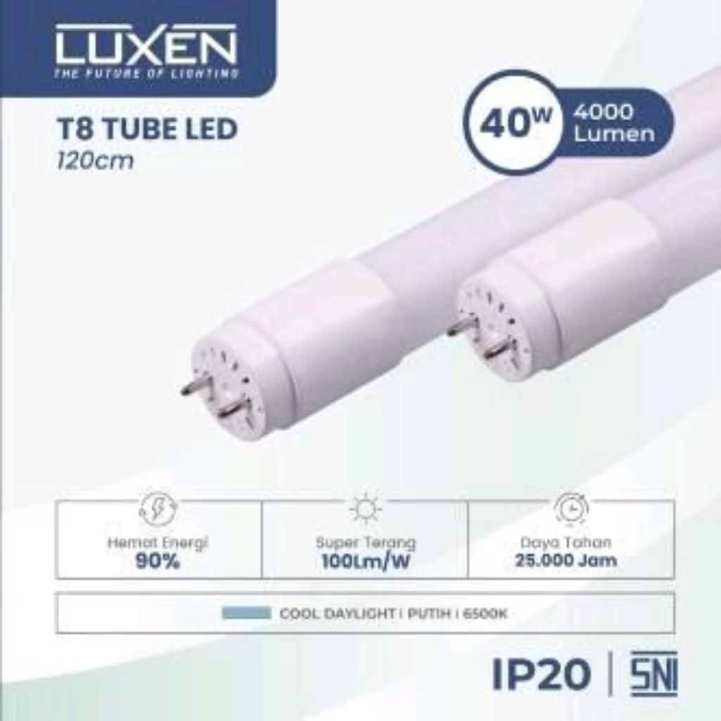 lampu TL LED T8 40 WATT LUXEN 120 CM CAHAYA PUTIH ( 6500K ) TL40GLSCDL