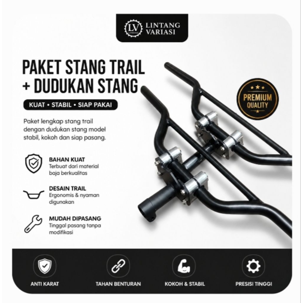 Paket Dudukan Stang Trail Racing Trondol Matic Bebek Yamaha Honda Plus Stang Stir Crf 1501 Klx Bf...