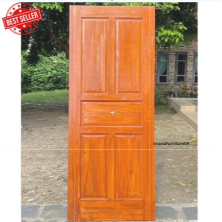 Link daun pintu rumah kamar kayu mahoni ukuran  diplistur cat
