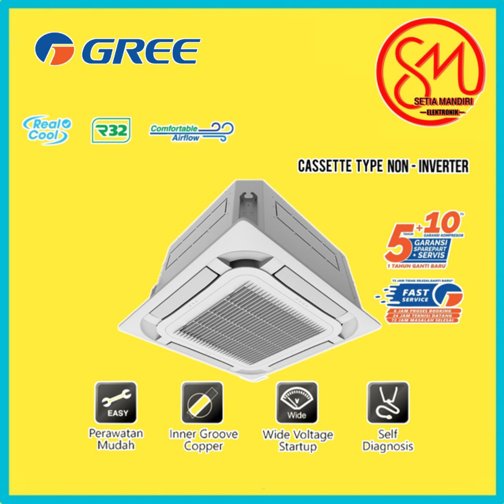 GREE AC Cassette U-Match Series Non-Inverter R32 GKC Single Split System 1.5PK 2PK 3PK 3.5PK 4PK 4.5