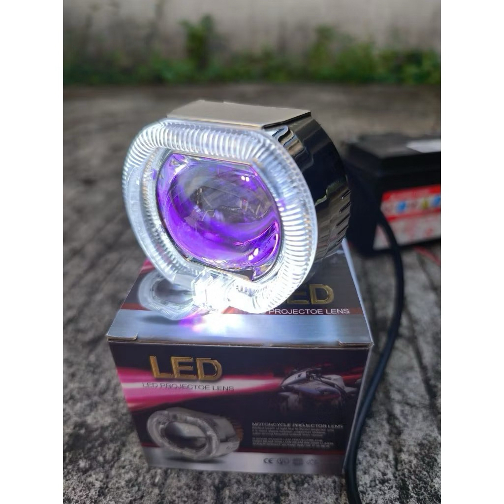 Lampu Projector Biled ala ala kw Projector ala ala Biled 2.5 Inch Devil + Angel Light Putih-Kuning