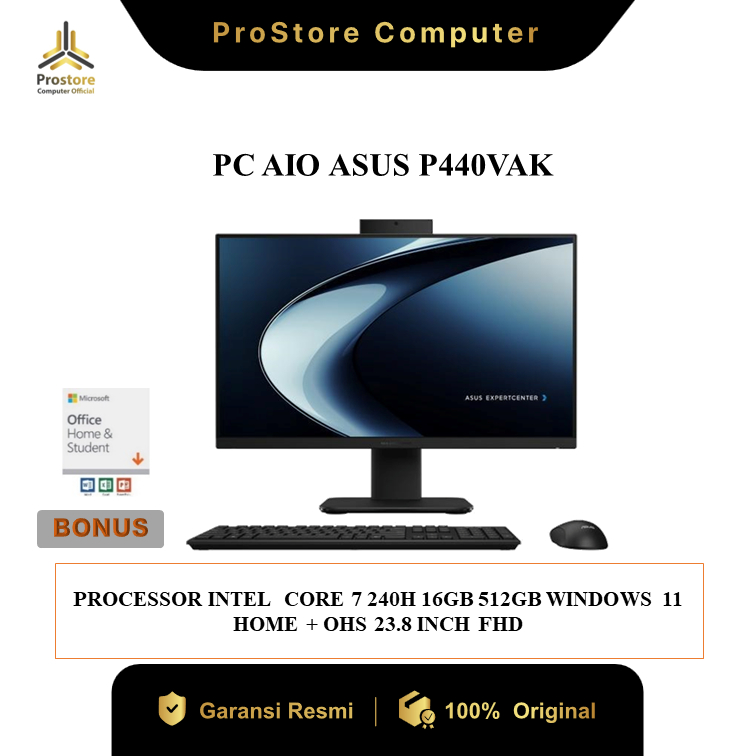ASUS AIO P440VAK INTEL CORE 7 240H 16GB 512GB W11+OHS+M365 23.8" FHD - PC ALL IN ONE - PC READY SIAP