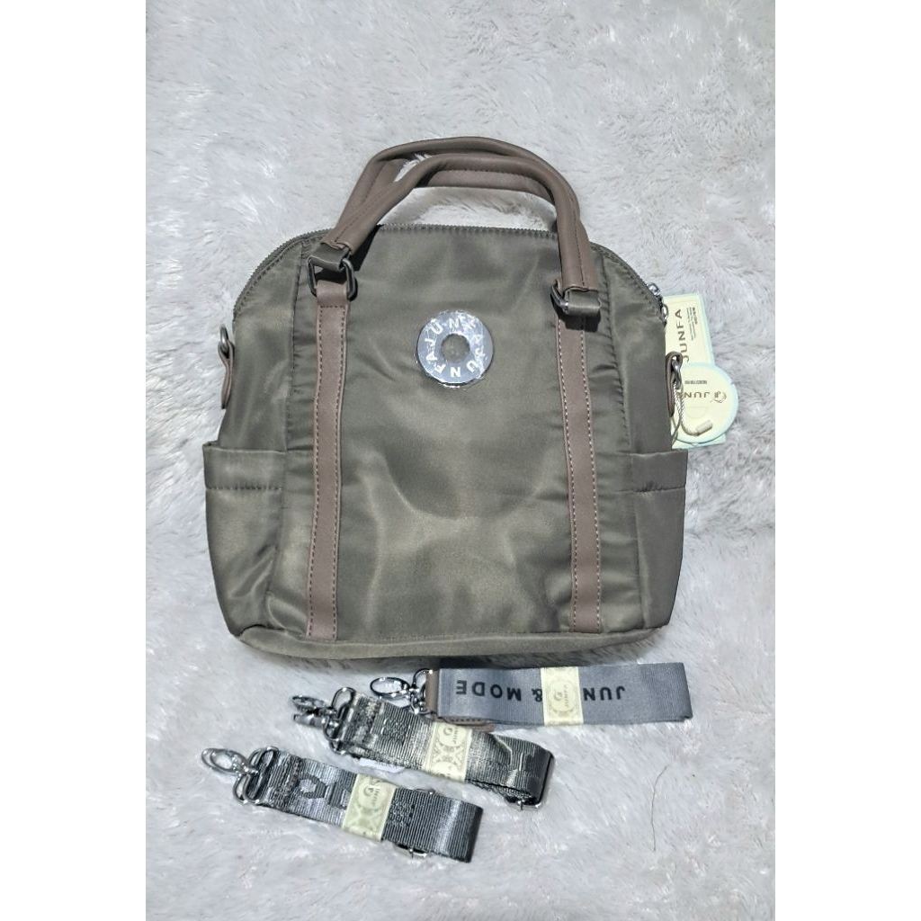 Tas 3in1 original Junfa(tenteng+ransel+tas bahu) ash/army,tas premium