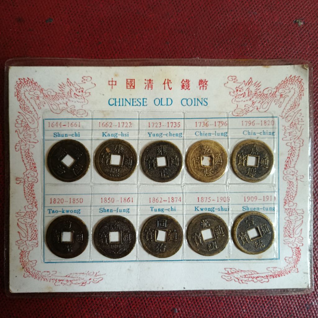 Koin kuno Cina Chinese Old koin 10 koin Replika koin kuno Cina dari tahun 1644 sampai 1911
