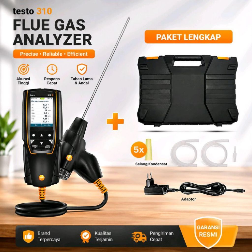 testo 310 II portable digital flue gas analyzer, O2, CO, CO2 flue gas analyzer testo 310