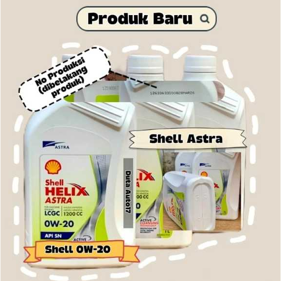 Shell Helix Astra 0W-20 API SN Full Economy Tech & Full Synthetic Active Cleansing Produk Original