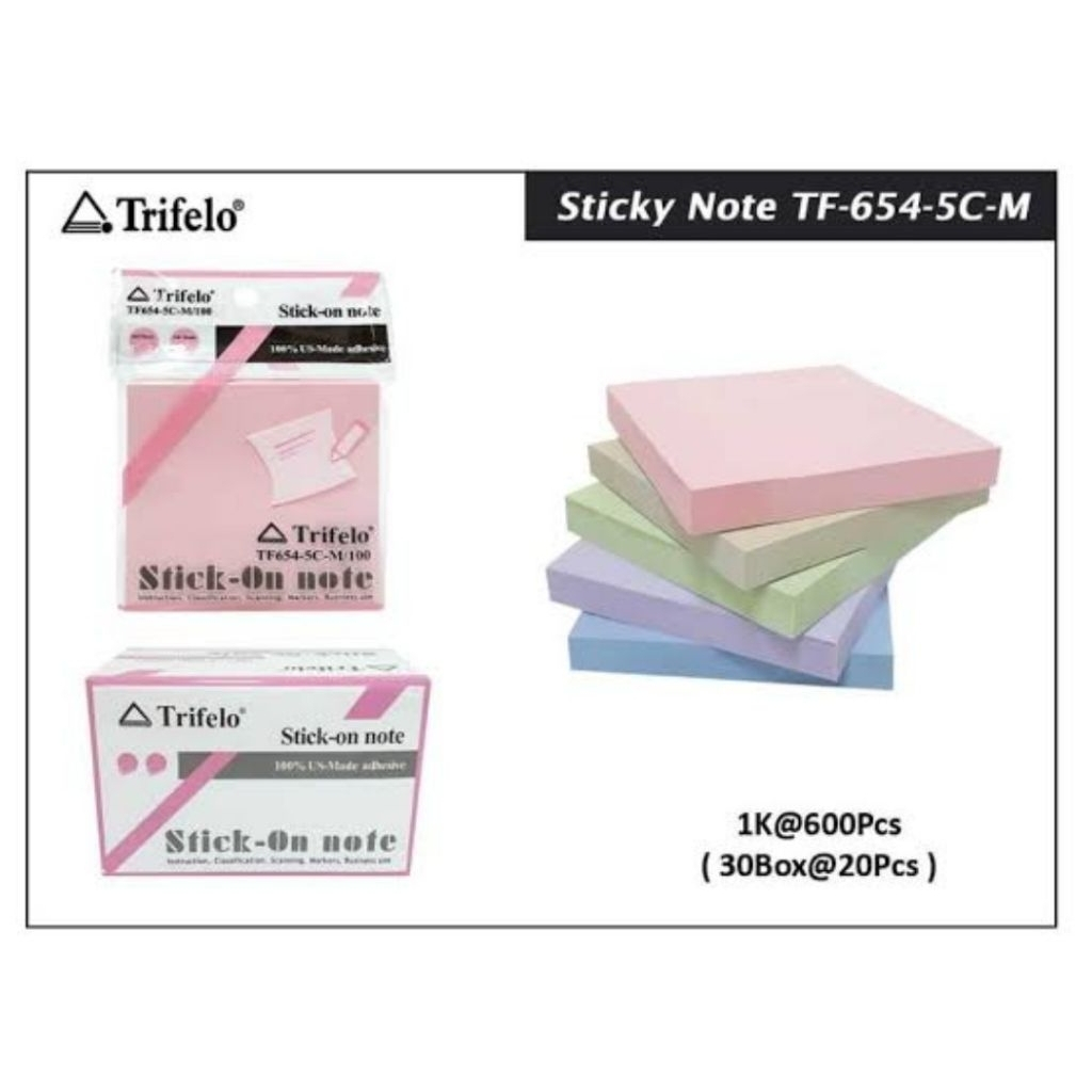 Trifelo - Sticky Note Trifelo Tf654-5c isi 100s Warna Pastel / Stick Note Pastel Colors Trifelo Isi 