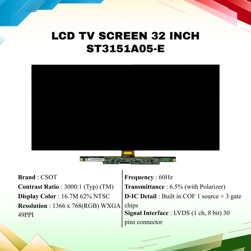 CSOT LCD TV SCREEN 32 INCH ORIGINAL ST3151A05-E ST3151B07-1