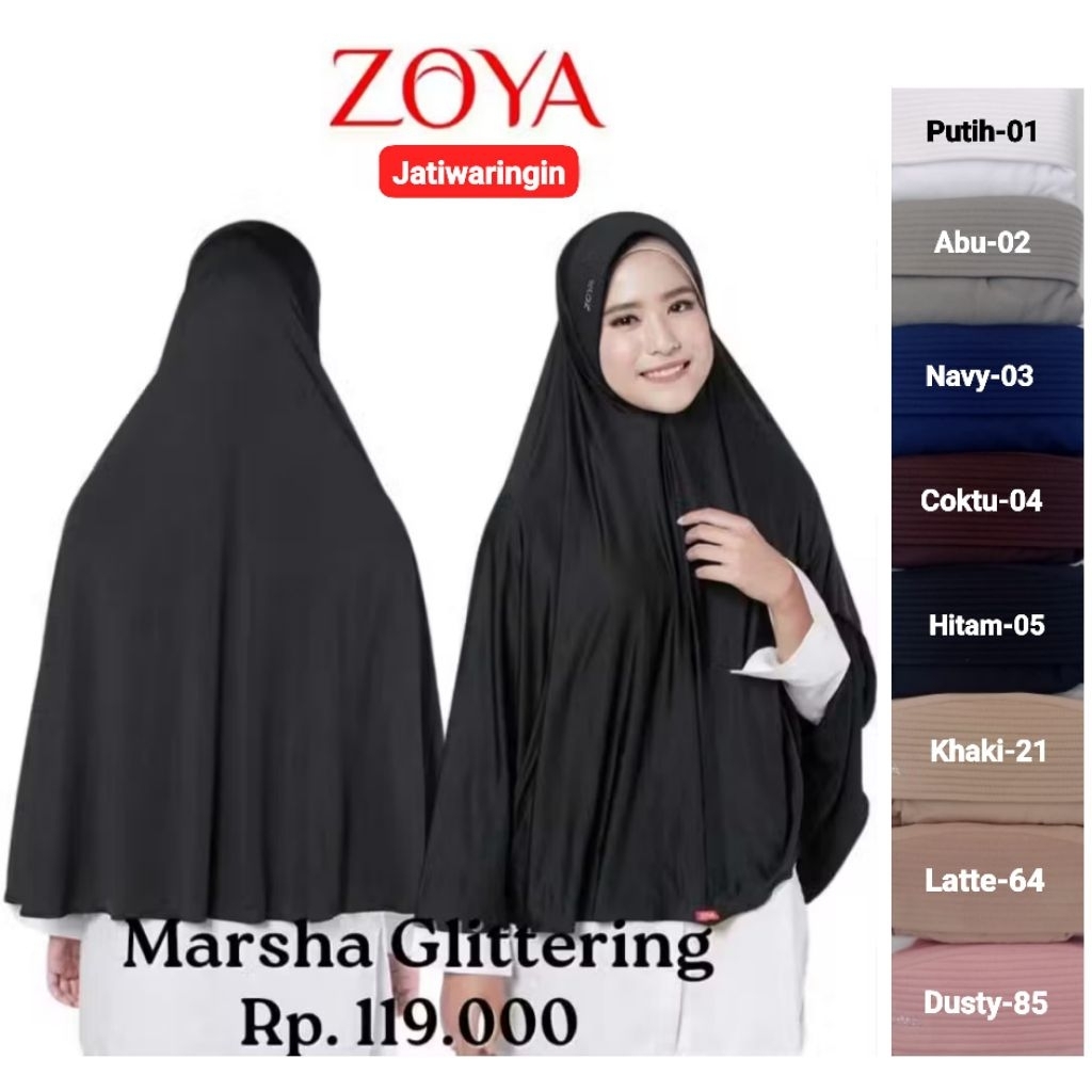 Jilbab Instan Umroh Haji Zoya Marsha Glittering Jumbo Setara XL