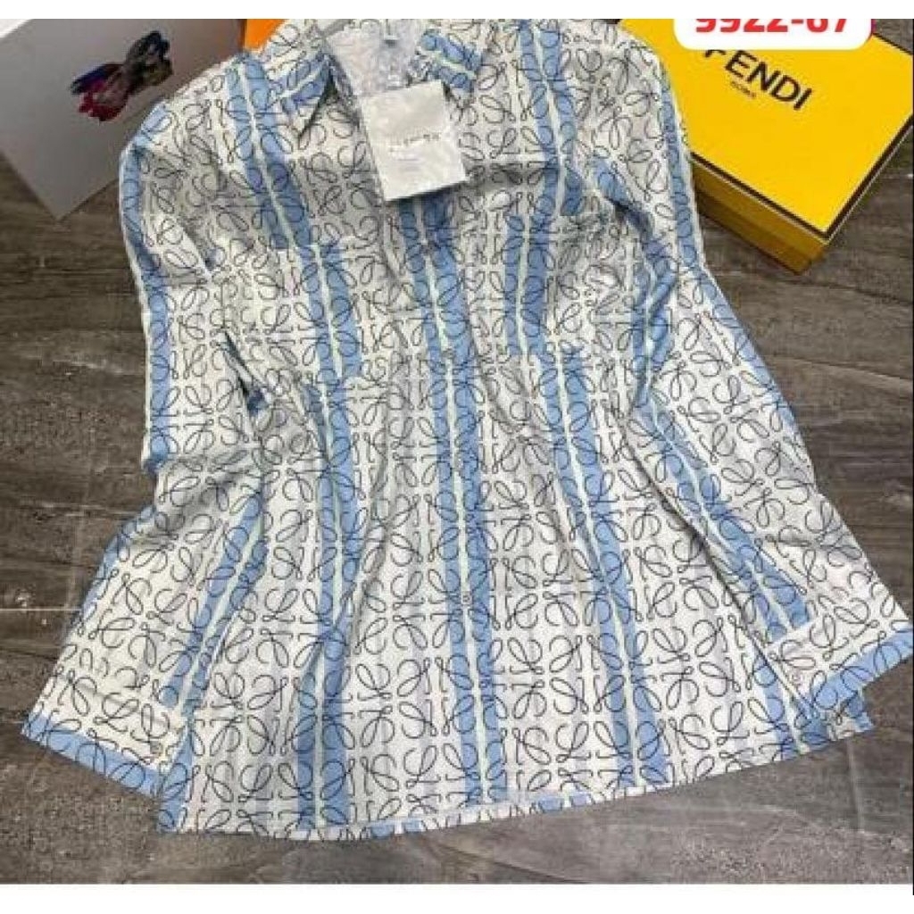 Fashion Women Pakaian Baju Atasan Loewe Kemeja Blouse Wanita Formal non Formal Casual