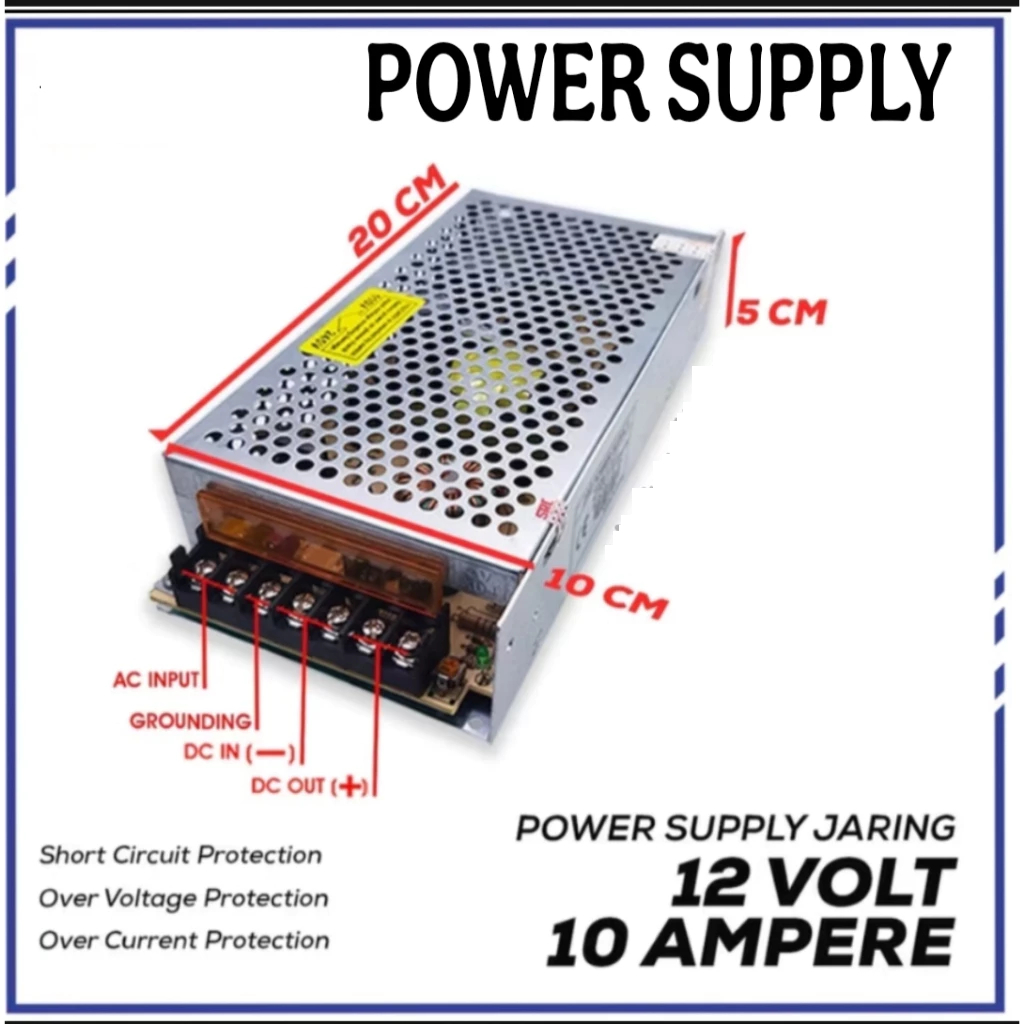 Power Supply 12 Volt 10 Amper S-120-12 / AC - DC Power Supply 12V 10A S-120-12