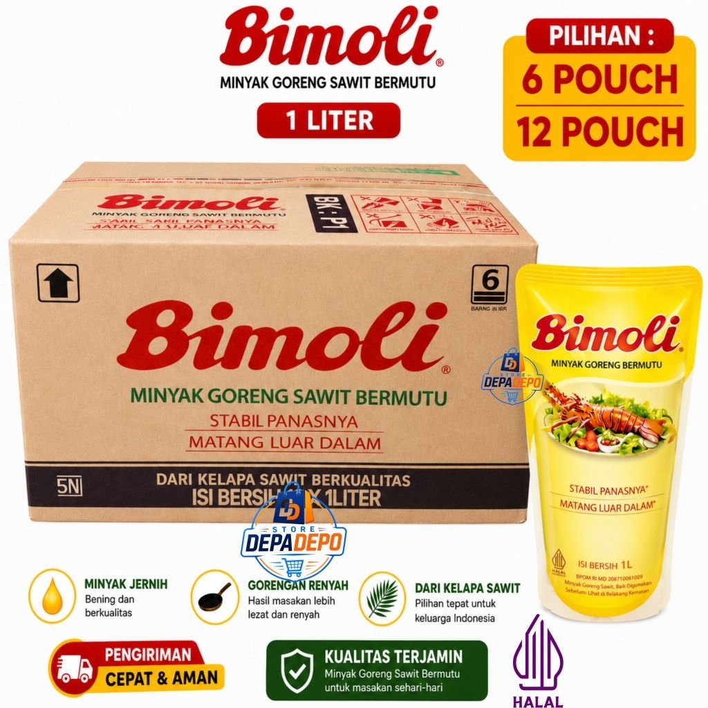 Minyak Goreng Bimoli 1 Liter - Pilihan 6 pcs Atau 12 pcs 1Dus