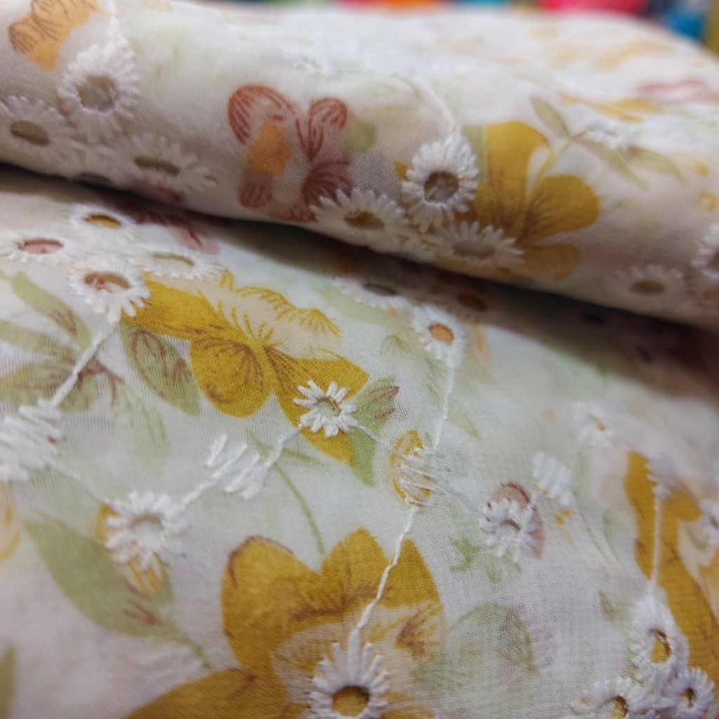 kain sifon bordir Premium  - kain sifon ceruti bordir  - kain sifon bordir timbul