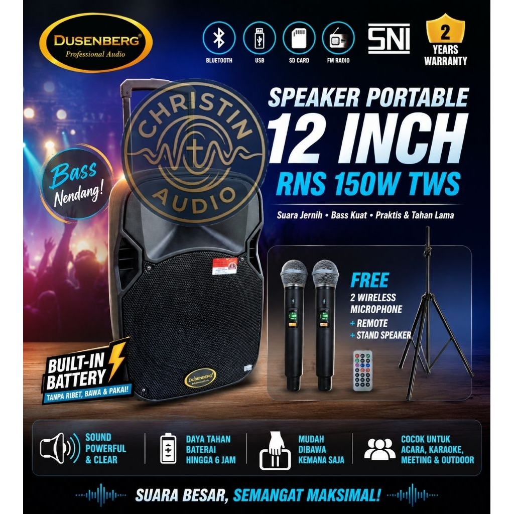 Speaker Portable 12 Inch Dusenbreg DB 12A Usb Bluetooth Original SNI