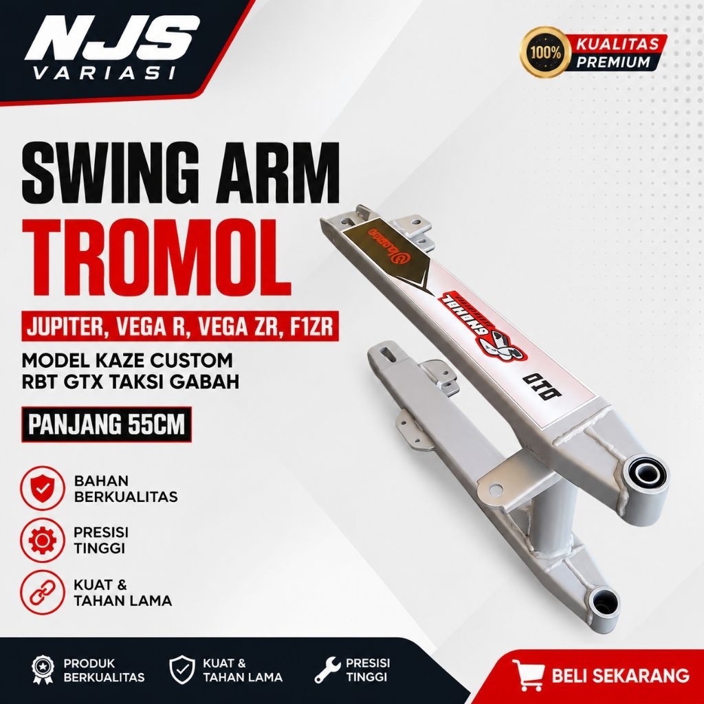 SWING ARM TROMOL JUPITER, VEGA R, VEGA ZR, F1ZR Model KAZE Custom RBT GTX Taksi gabah Panjang 55cm