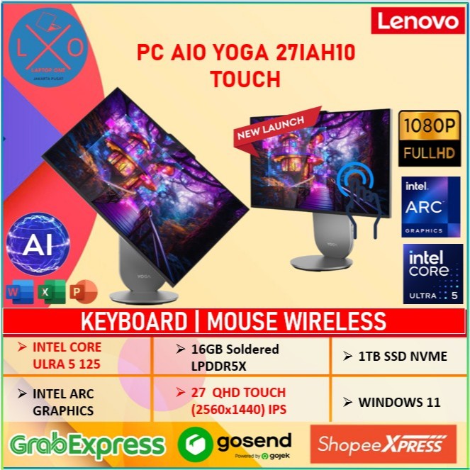 LENOVO PC AIO YOGA 27IAH10 TOUCH ULTRA 5 125H 16GB 1TB W11+OHS 27.0QHD IPS LUNA GRY -2RID