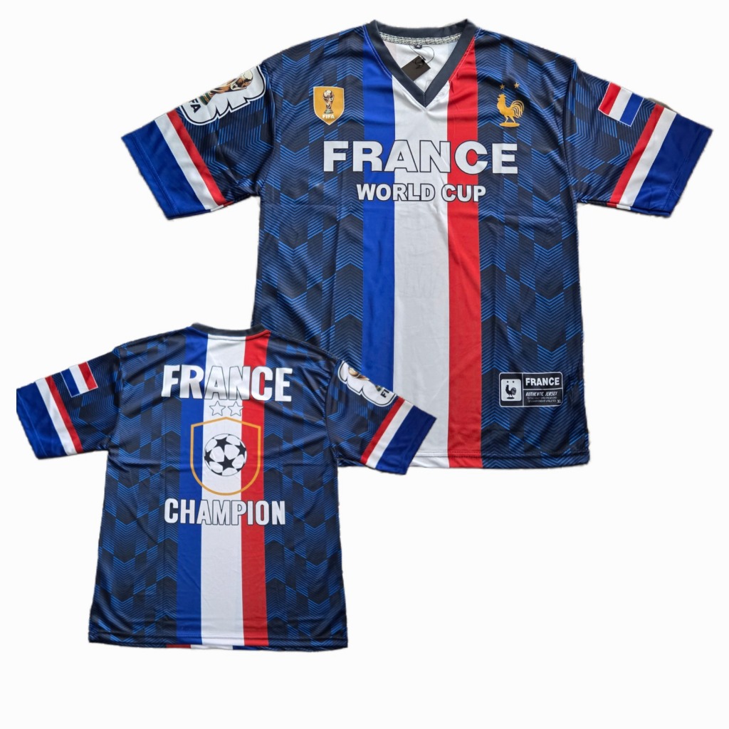 Jersey Baju Bola Atasan Pria Dewasa/ Baju Bola Fansclub Baju Suporter Club France Mbappe Champion