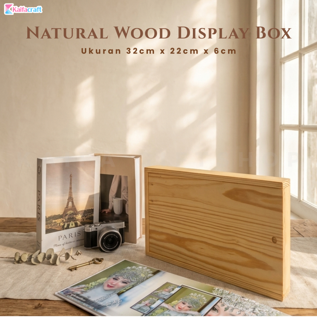 Box Album Foto Bahan Kayu Jati | Tempat Menyimpan Album Foto Kayu ( 32cm x 22cm x 6cm )