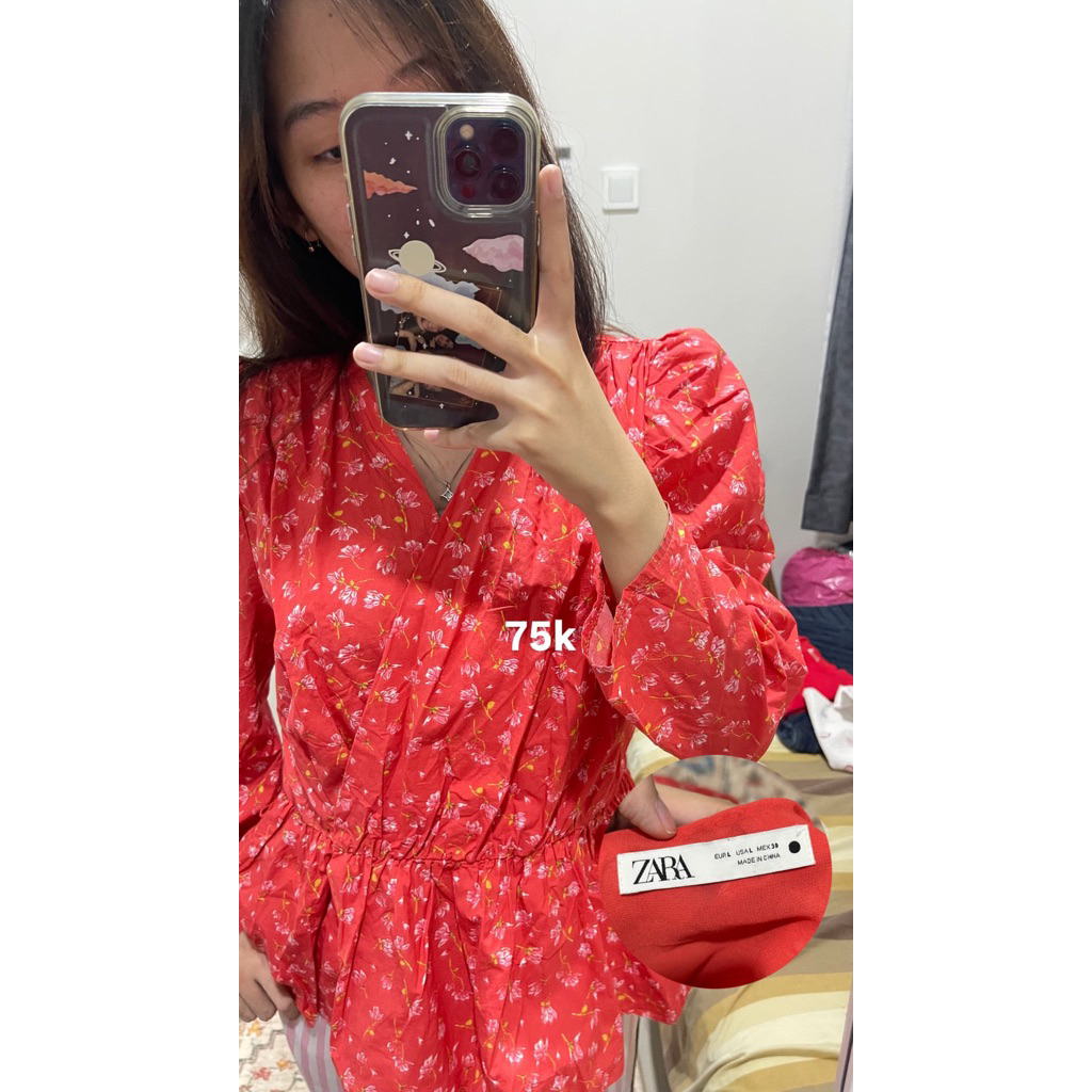 Zara Floral Red Blouse