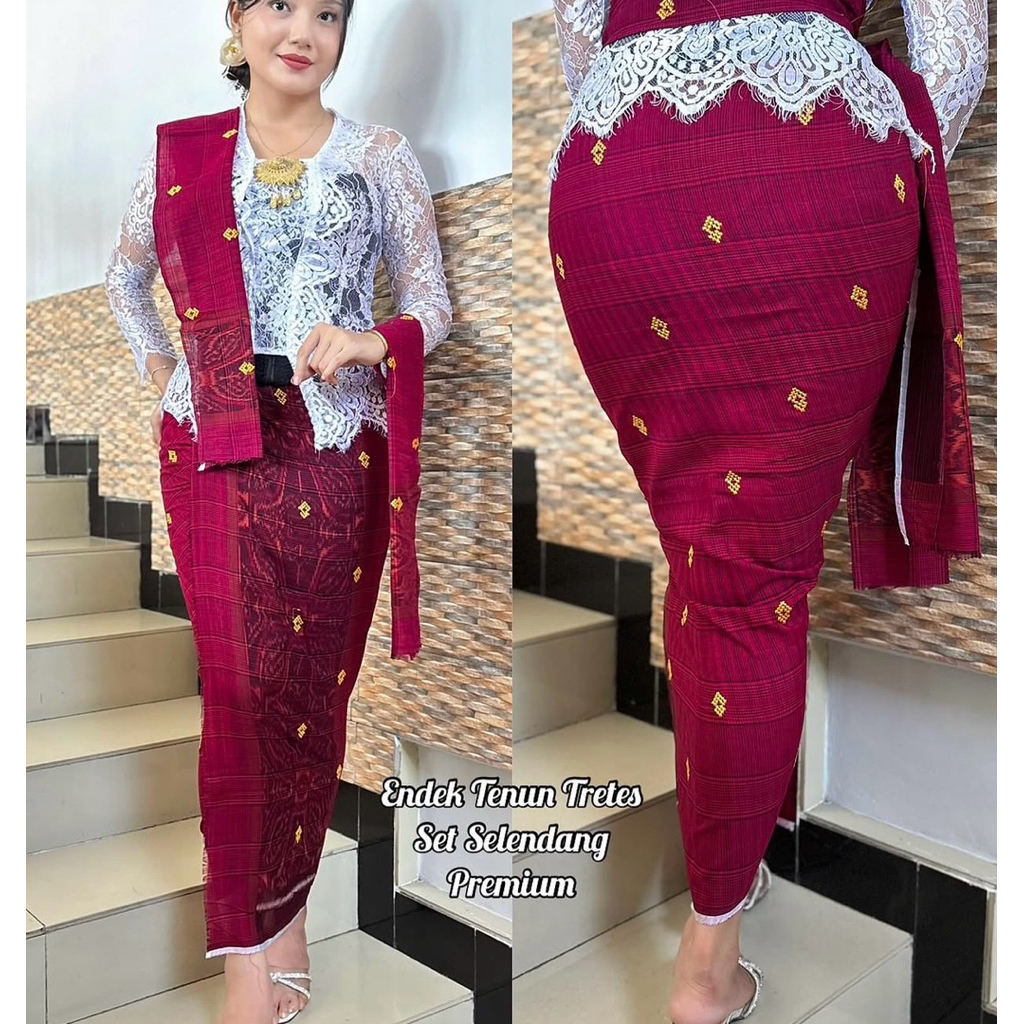 Endek tenun tretes set selendang