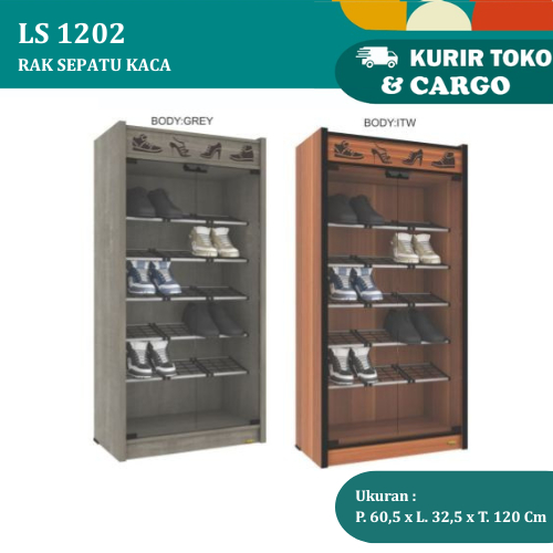 Rak Sepatu | Lemari Sepatu Pintu Kaca Minimalis LS 1201 / LS 1202 / HUGA 4220