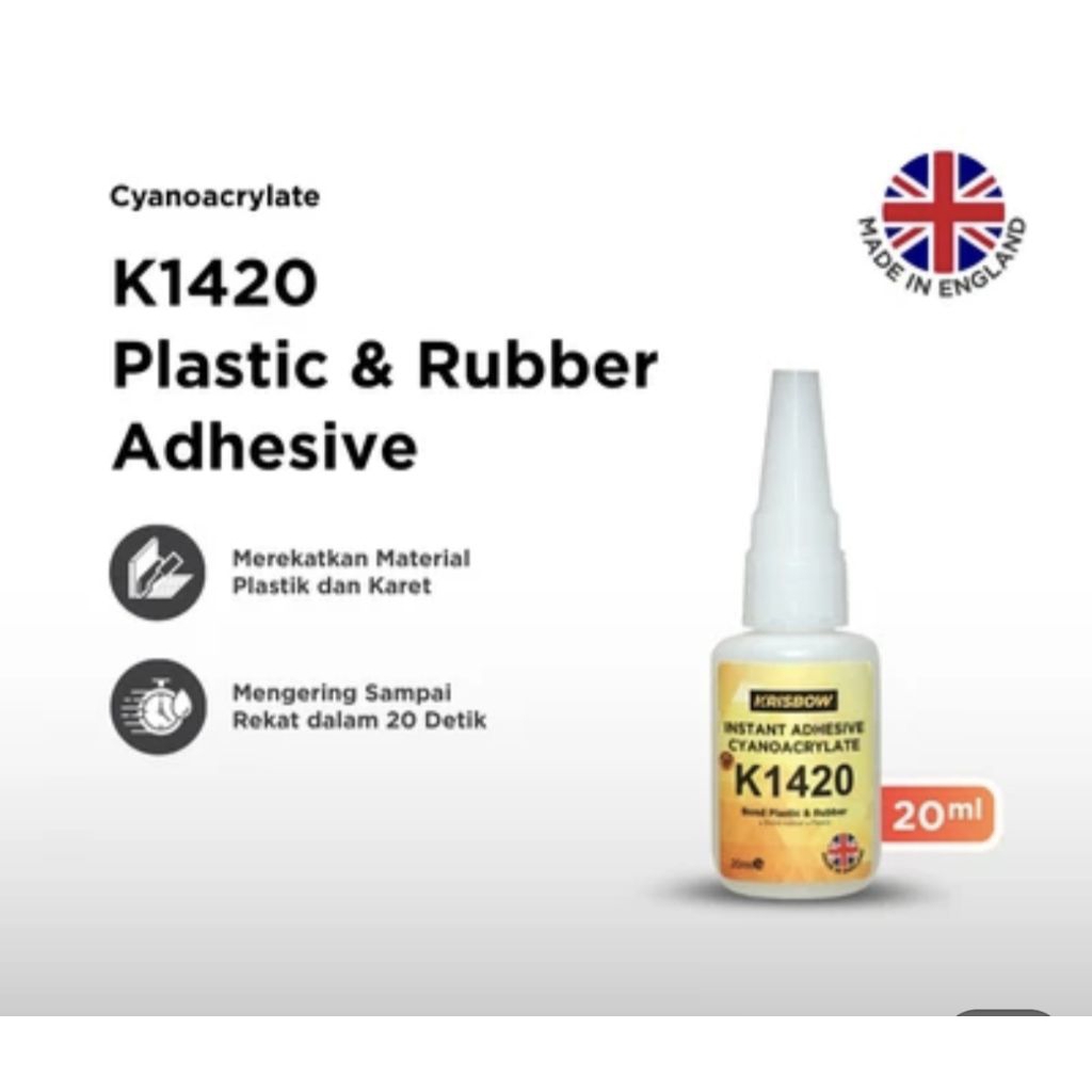 Krisbow 20 Gr Lem Plastik Dan Karet K1420 Putih / BOND PLASTIC AND RUBBER CA 20G K1420